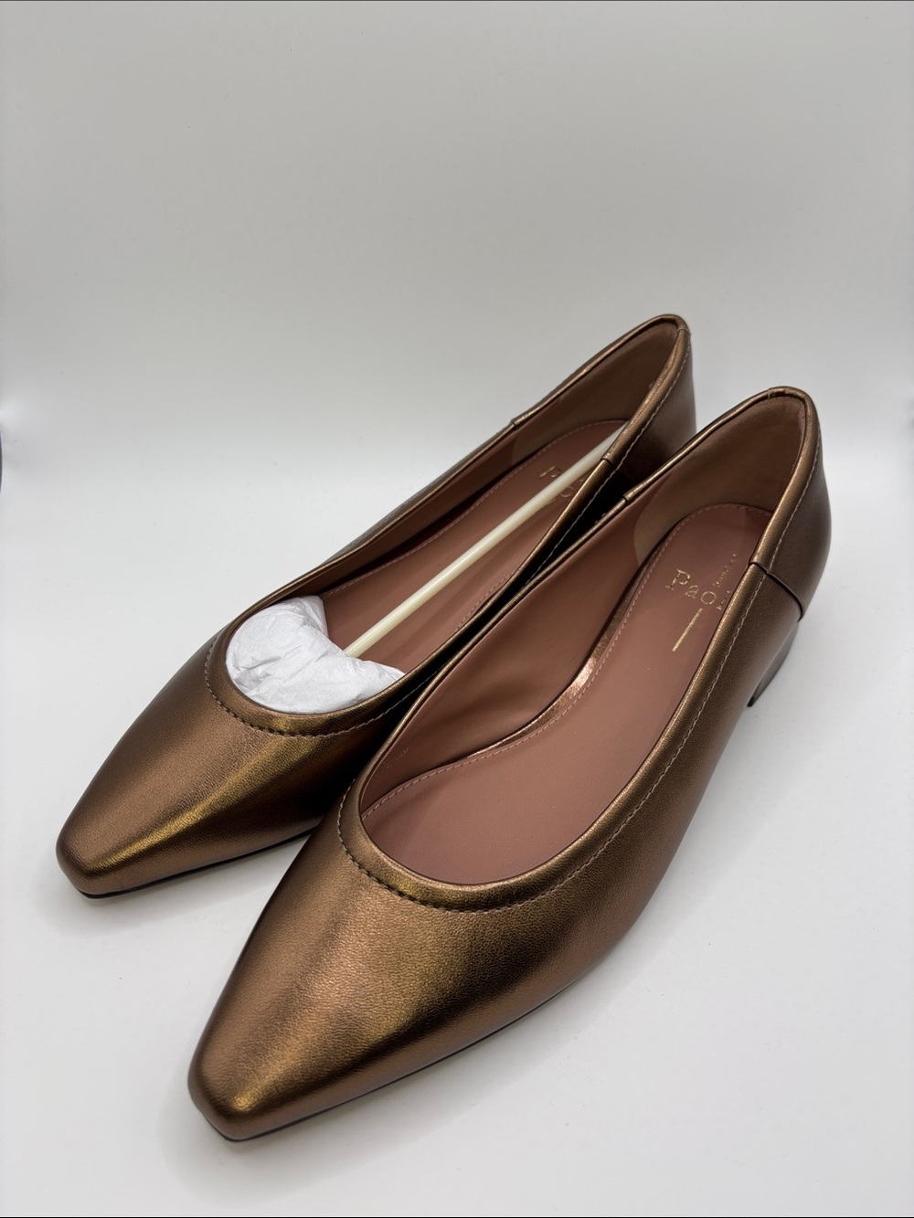 Paolo Metallic Bronze Pointed-Toe Flats